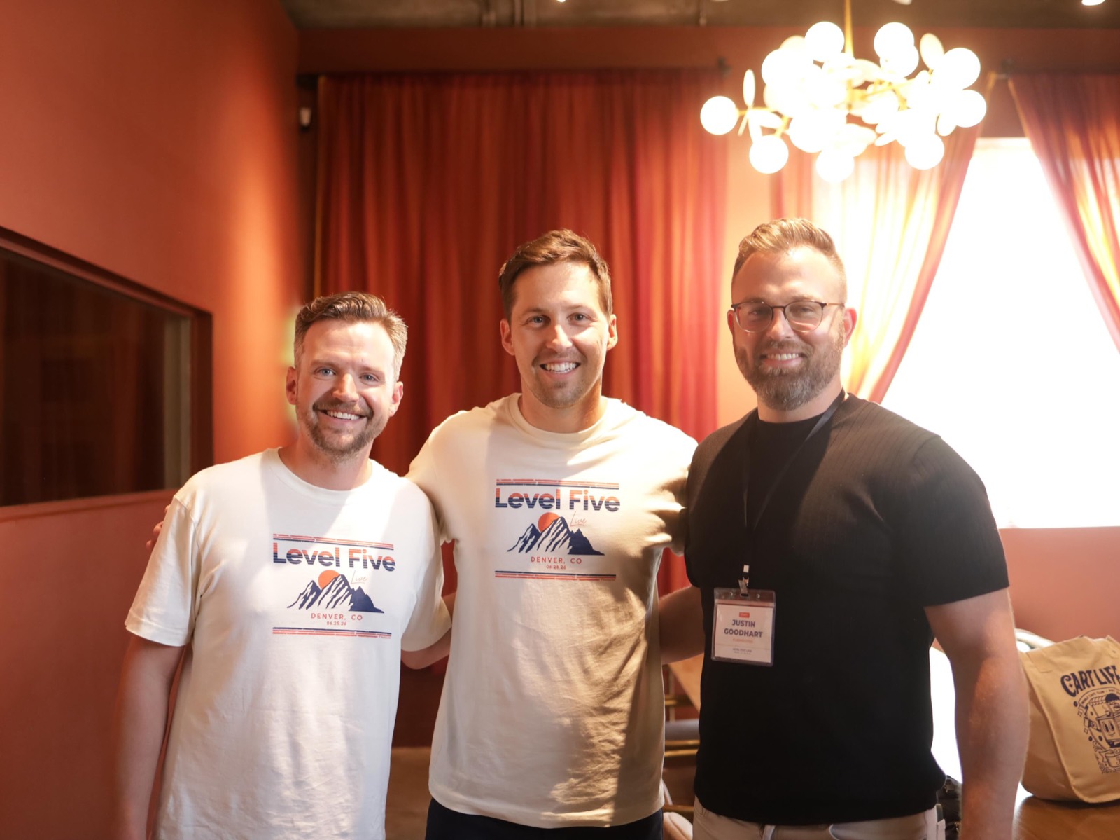 Zach, Justin and Daniel, the hosts, at Level Five Live in Denver
