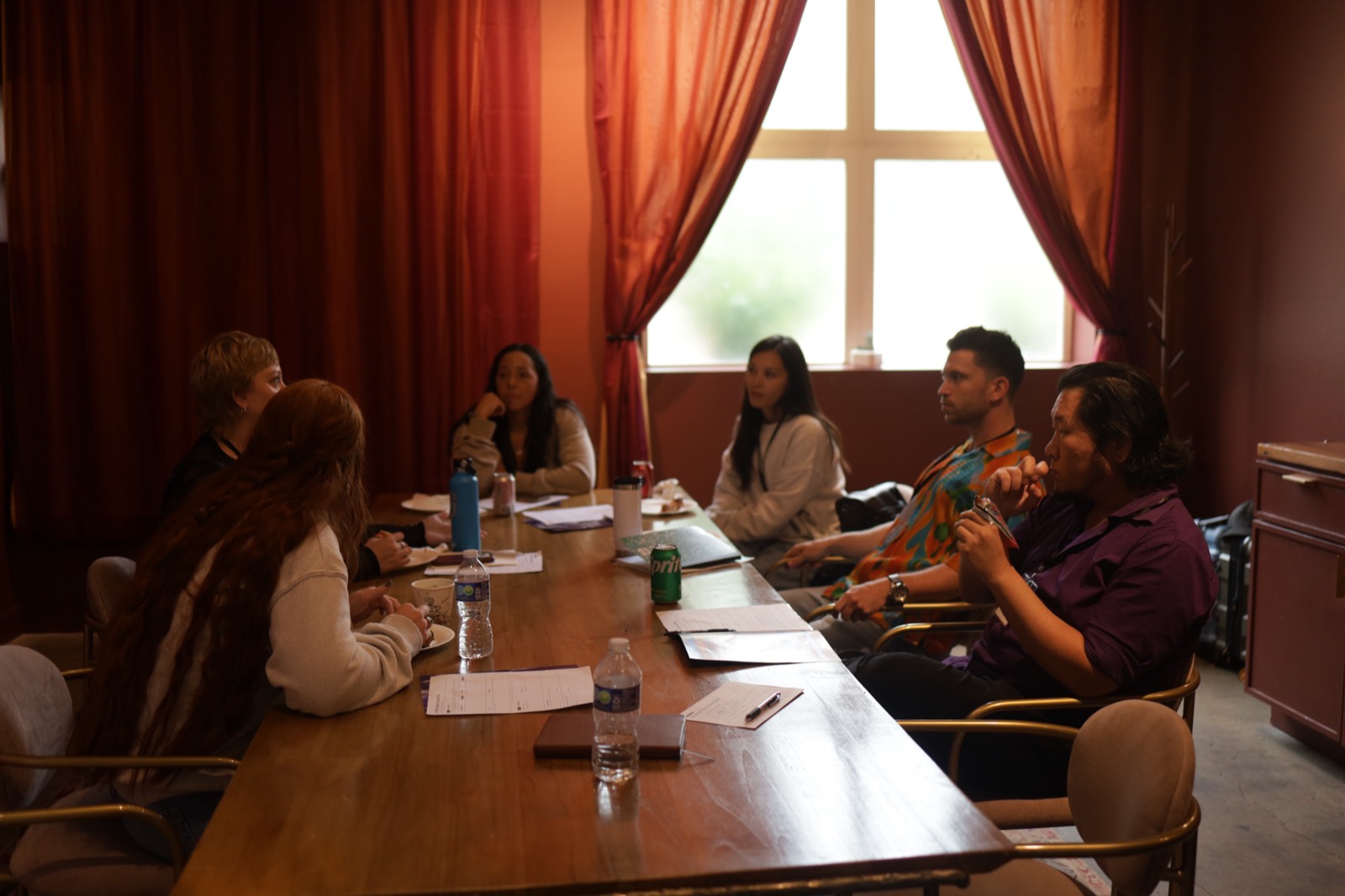 A working session at the long table at Level Five Live